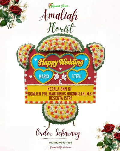Karangan Papan Bunga Pernikahan di Hegarsari